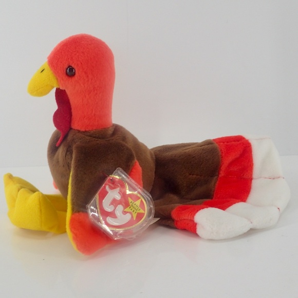 TY Beanie Baby GOBBLES TURKEY Rare Retired Vtg Birthday Nov 27 1996 Tag Error - Picture 3 of 15